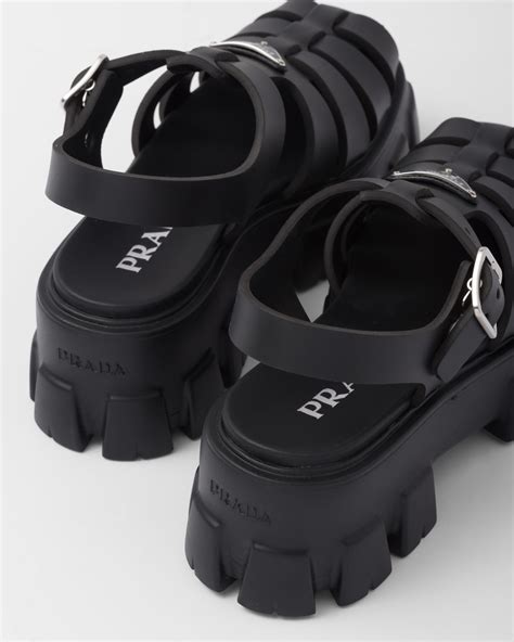 prada lug sandals|Black Monolith Rubber Sandals .